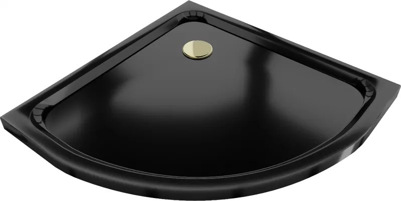 Mexen Flat piatto doccia semicircolare slim 70 x 70 cm, nero, sifone dorato - 41707070G