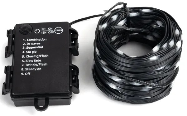 Aigostar - Catena luminosa LED per esterni 150 LED/8 funzioni, alimentazione 3x AA, 15,3 m, IP44, multicolore