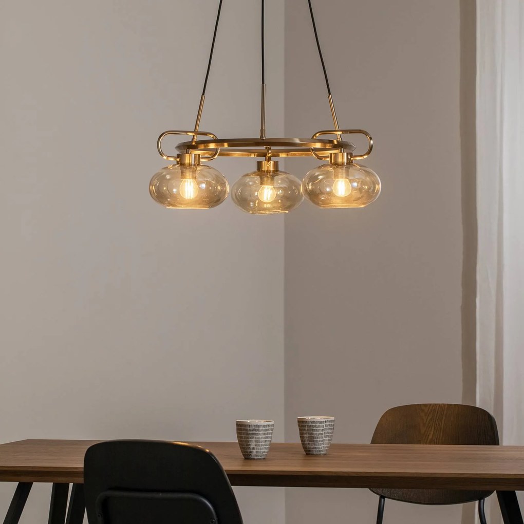 Lampada a sospensione Rolan Lucea, dimmerabile, Ottone / Oro, Soggiorno / Sala da pranzo, Metallo, Lampada a sospensione