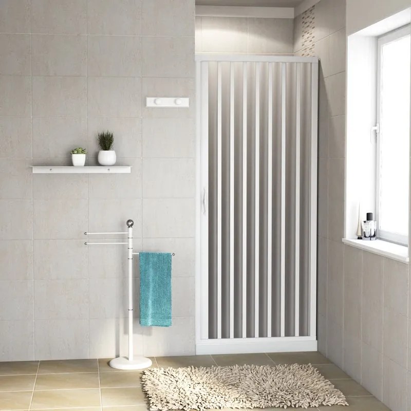 Porta doccia Playa 110 cm, H 185 cm in pvc, spessore 2 mm acrilico piumato bianco