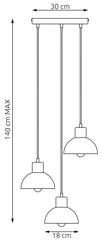 Lampada a sospensione SECO 3 PREMIUM in acciaio e legno 3xE27 Colore del corpo Bianco