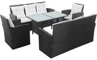 Set Divani da Giardino 5 pz con Cuscini in Polyrattan Nero 43972