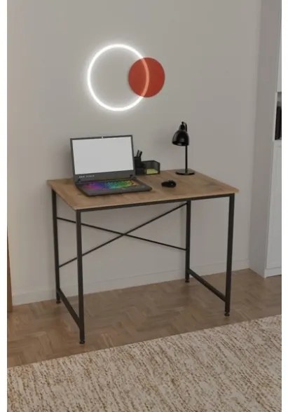 Scrivania Stile Industrial Ferro E Legno 90x60x73 Adam Rovere