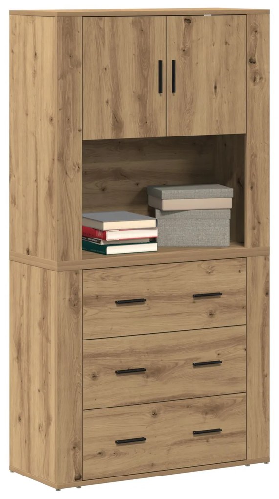 Mobile alto in rovere artigianale 80x33x150 cm legno ingegnerizzato