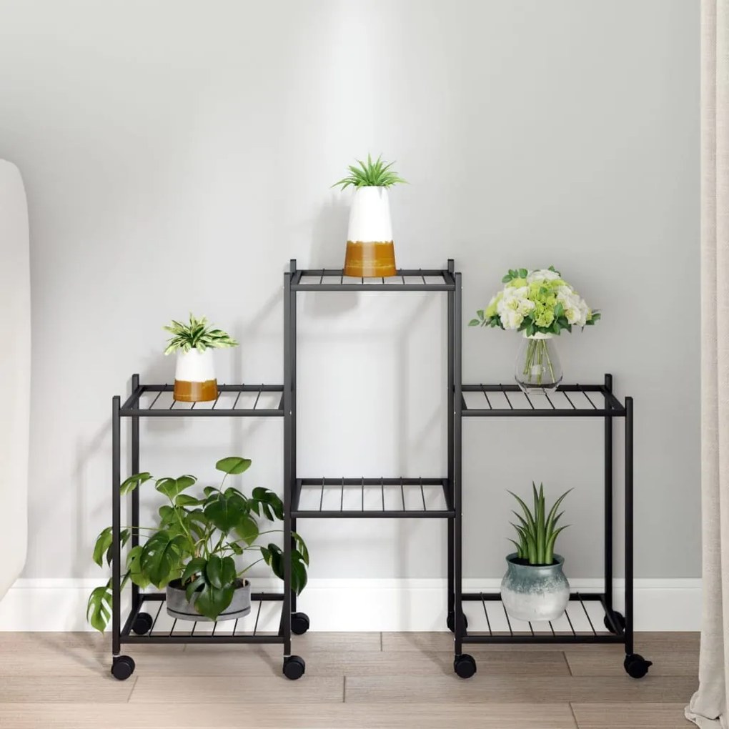 Portafiori Con Ruote 83x25x63,5 Cm Ferro Nero /