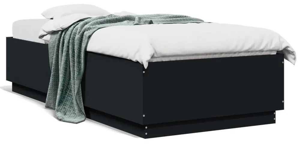Giroletto Con Luci Led Nero 90x200 Cm İn Legno Multistrato /