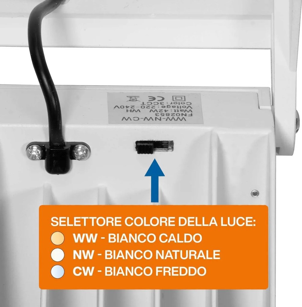 Faro LED 44W Rettangolare Trifase CRI92 CCT Bianco con driver Philips Colore Bianco Variabile CCT