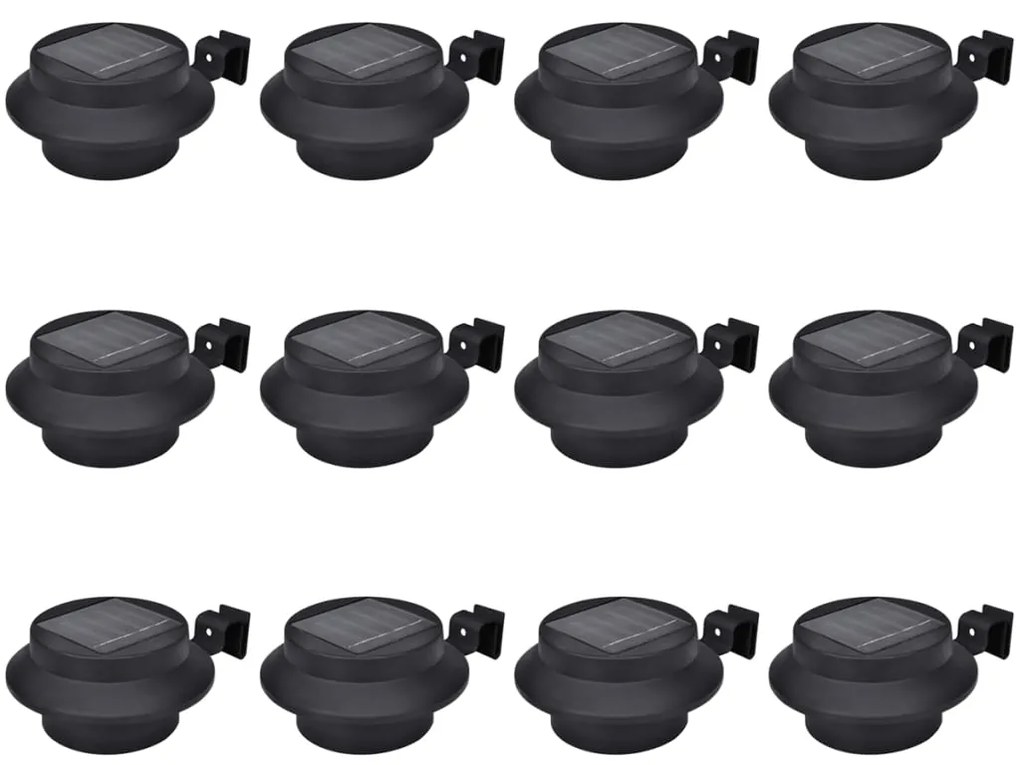 Lampade Solari Da Esterno Per Recinzioni 12 Pz Led Nero /