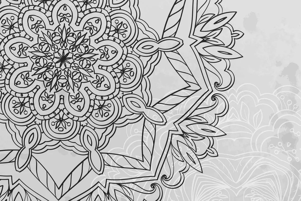 Stampa su tela – Mandala in tema invernale in bianco e nero