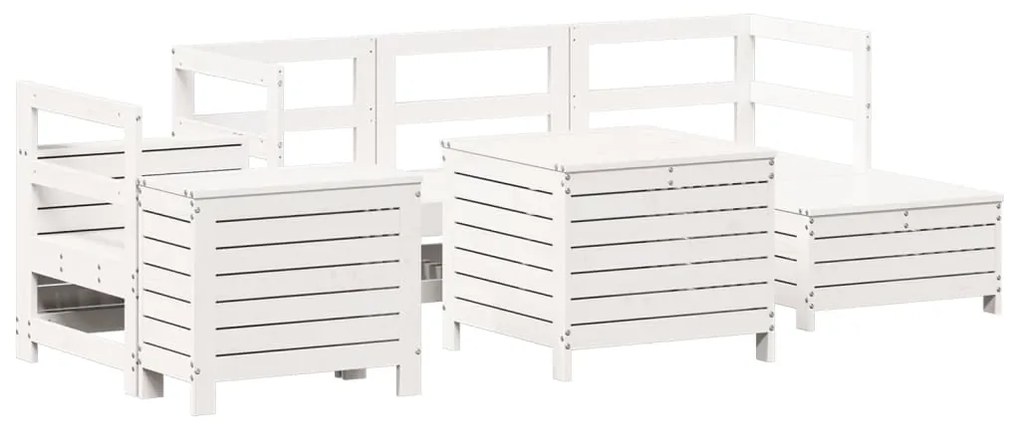 Set divani da giardino 7 pz bianco in legno massello di pino