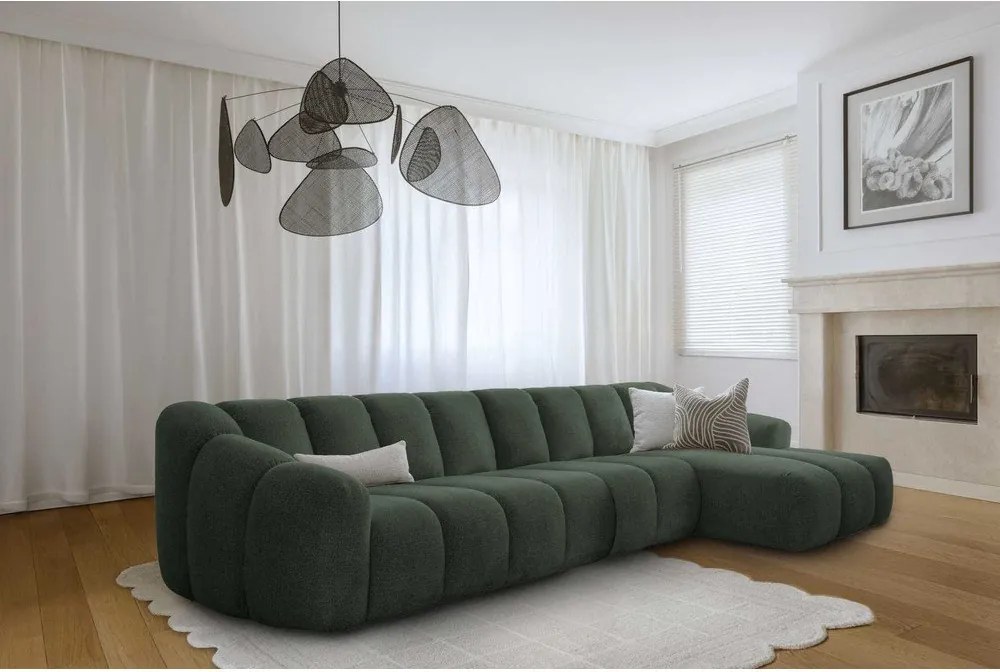 Divano angolare verde scuro (con penisola a destra/con chaise lounge) Shell – Miuform