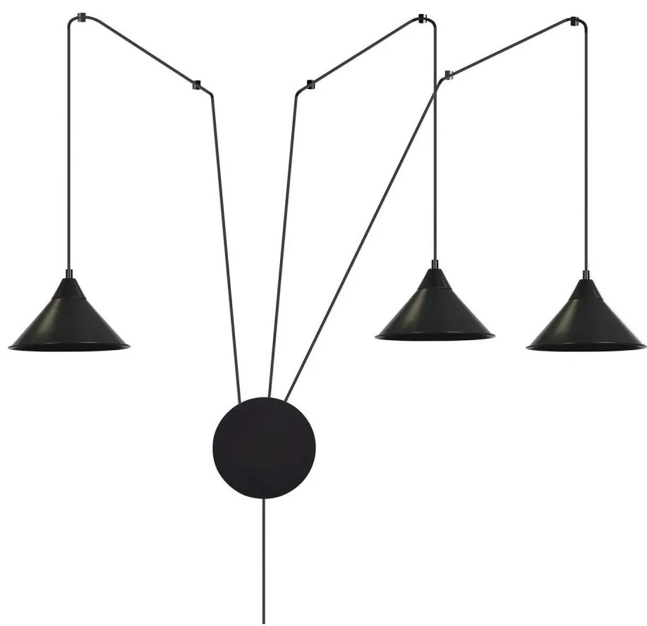 Lampadario a sospensione con filo ABRAMO 3xE27/15W/230V nero