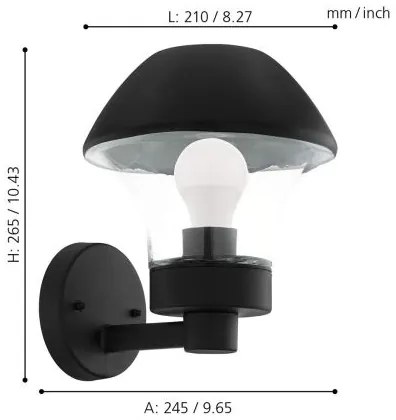 Eglo 33567 - VERLUCCA-C Lampada da parete esterna a LED dimmerabile 1xE27/9W/230V IP44