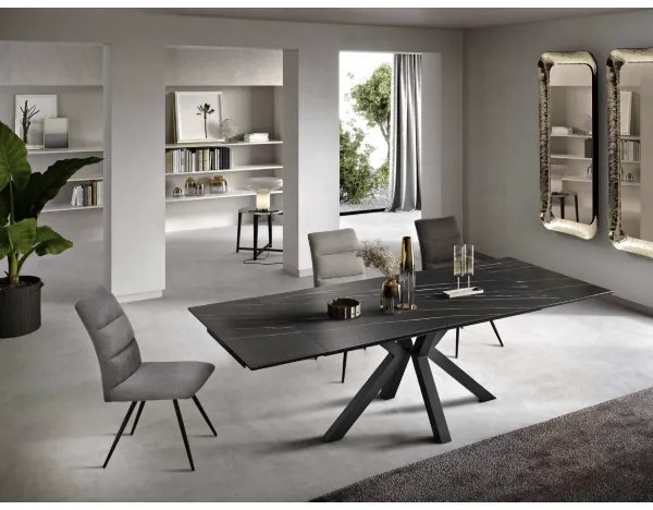 Tavolo cucina allungabile 240 cm piano grčs rporcellanato Nero JACKY