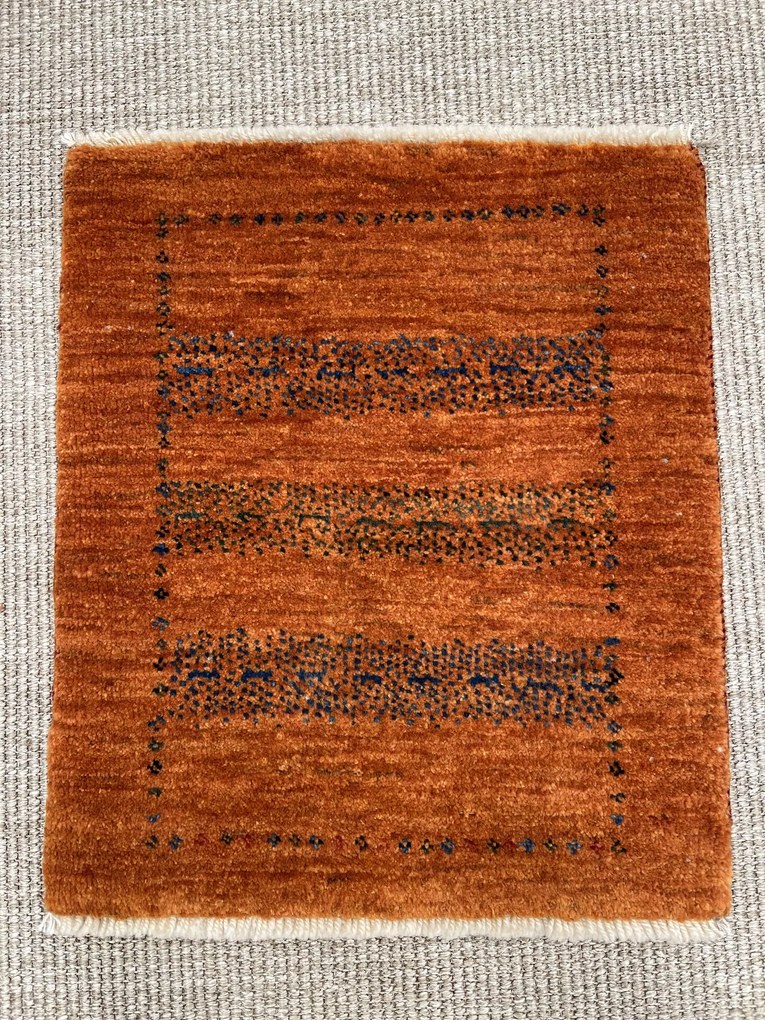 Gabbeh Tappeto 40x40 Giallo (Iran) Annodato A Mano