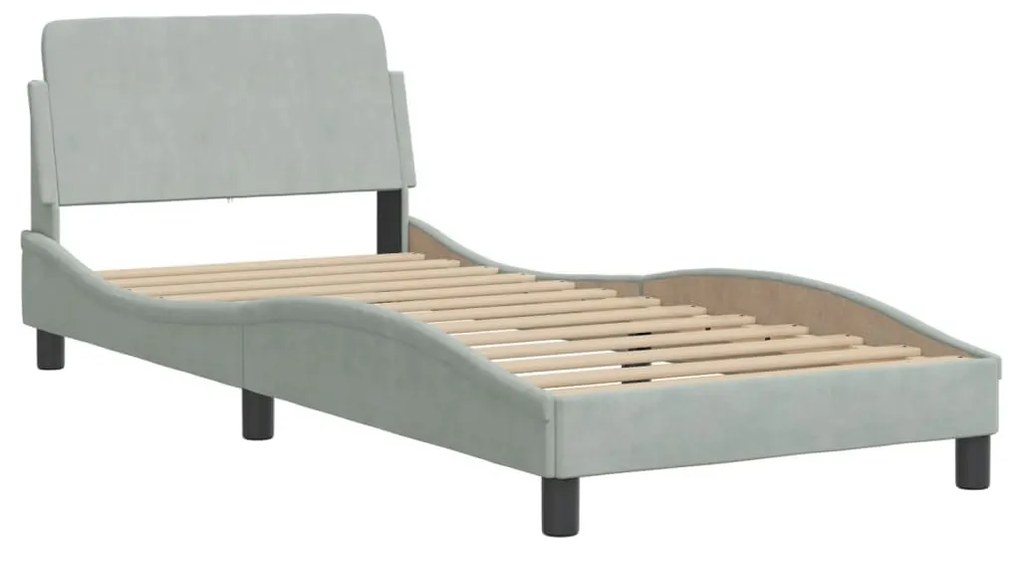 Letto con materasso grigio chiaro 90x190 cm in velluto