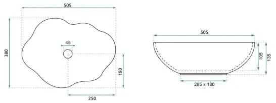 REA-U0696 - Lavabo da appoggio PEARL 38x50,5 cm ceramica/bianco lucido/oro