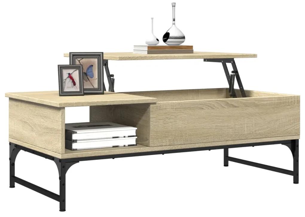 Tavolino Salotto Rovere Sonoma 100x50x35 cm Multistrato Metallo