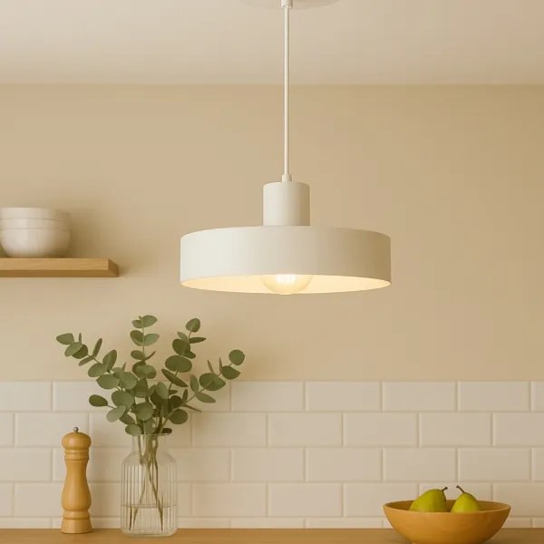 Lampadario a sospensione su cavo ARCANE 1xE27/60W/230V bianco