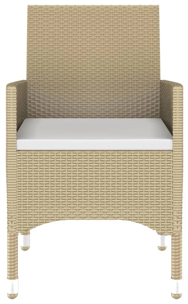 Set da Pranzo Giardino 5 pz Polyrattan e Vetro Temperato Beige