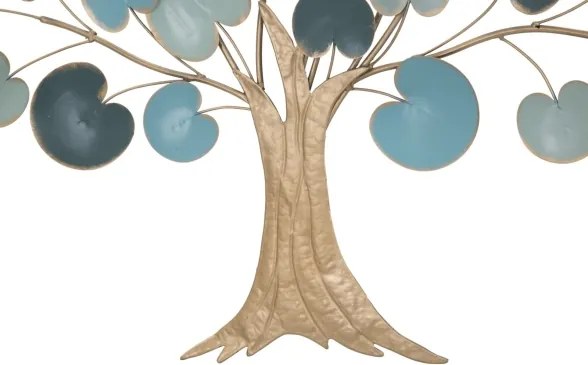 Pannello Decorativo A Parete Albero 89x2,5x90 Cm In Ferro Apple Blu Chiaro