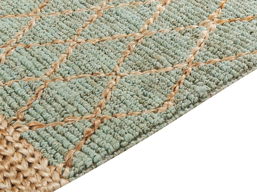 Tappeto iuta verde e beige 160 x 230 cm TELLIKAYA Beliani