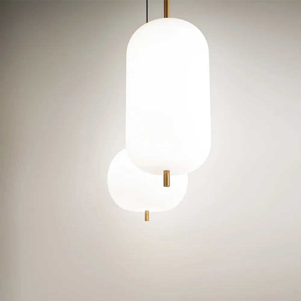 Lampadario In Metallo Contemporaneo Cirro Bianco Led Diffusore Ovale