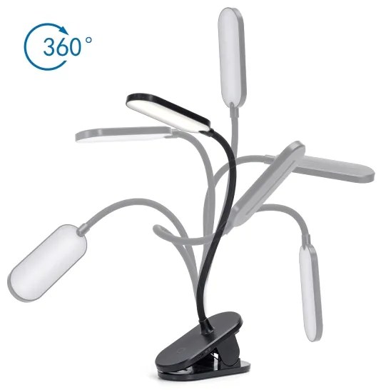 Aigostar - LED Lampada da tavolo ricaricabile dimmerabile con clip LED/2,5W/5V nero