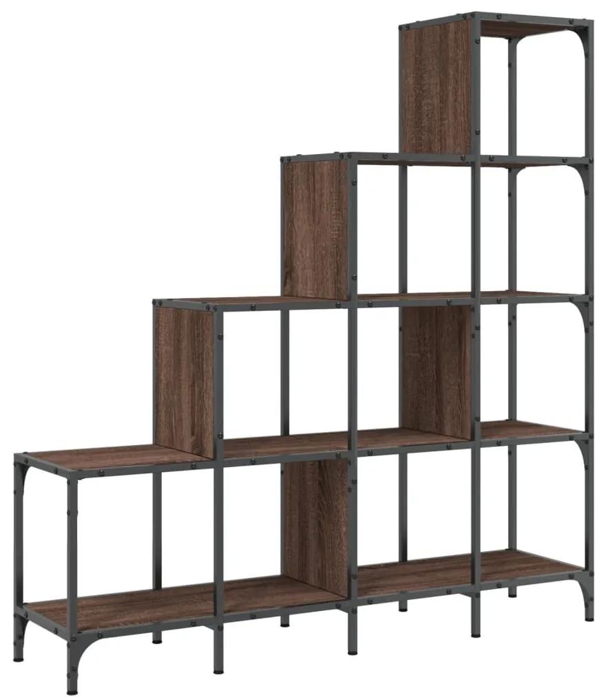 Libreria rovere marrone 122x30x132 cm legno multistrato metallo