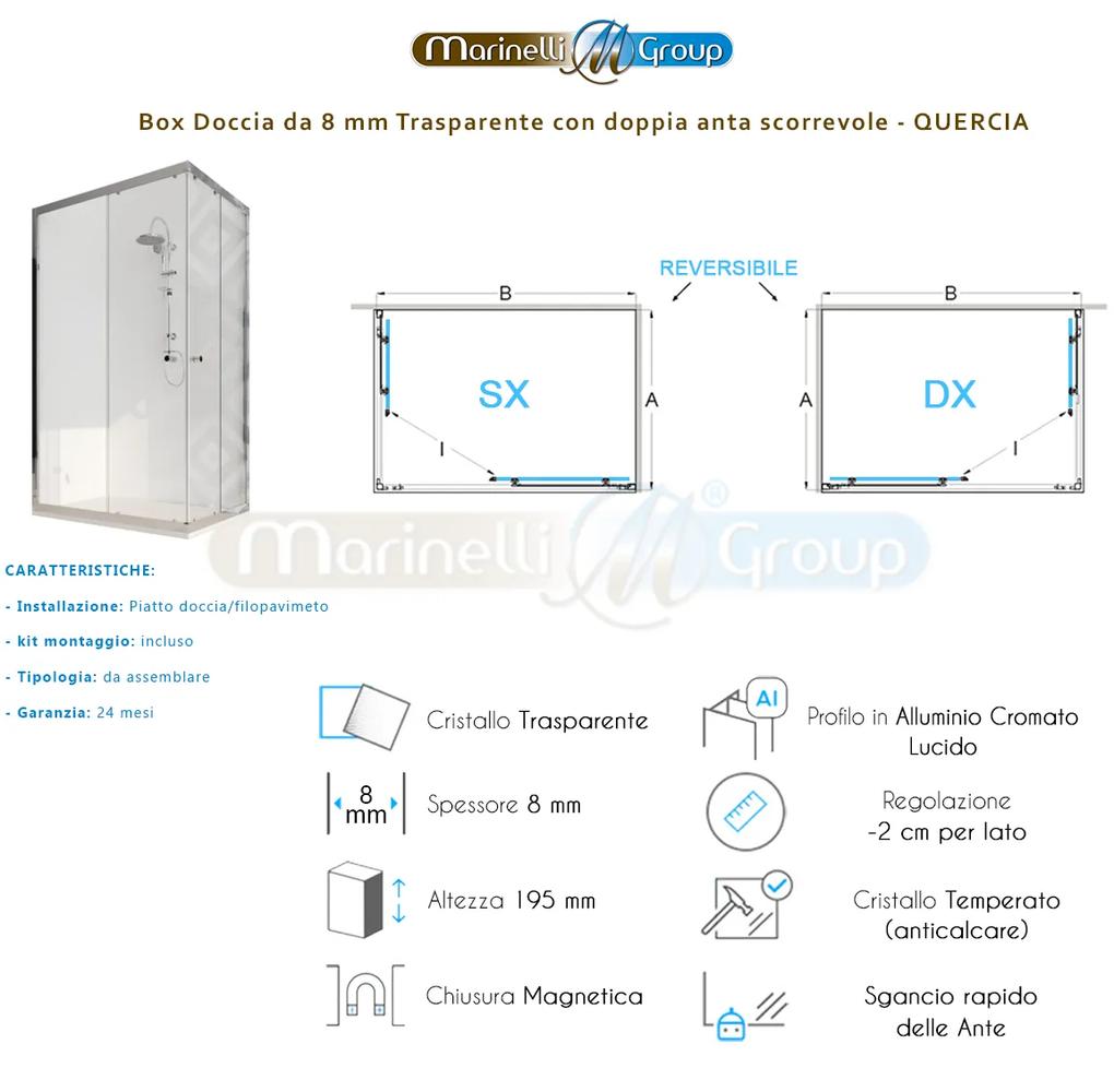 Box doccia angolare 100X140 con due ante scorrevoli trasparenti - Quercia