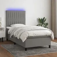 Letto a Molle Materasso e LED Grigio Scuro 80x200 cm in Tessuto 3134990