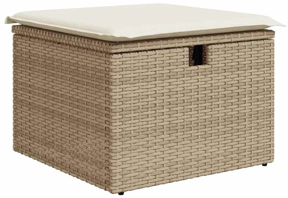 Set divano da giardino 4 pz con cuscini beige in polyrattan
