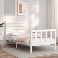 Giroletto con Testiera Bianco 100x200 cm in Legno Massello 3193197