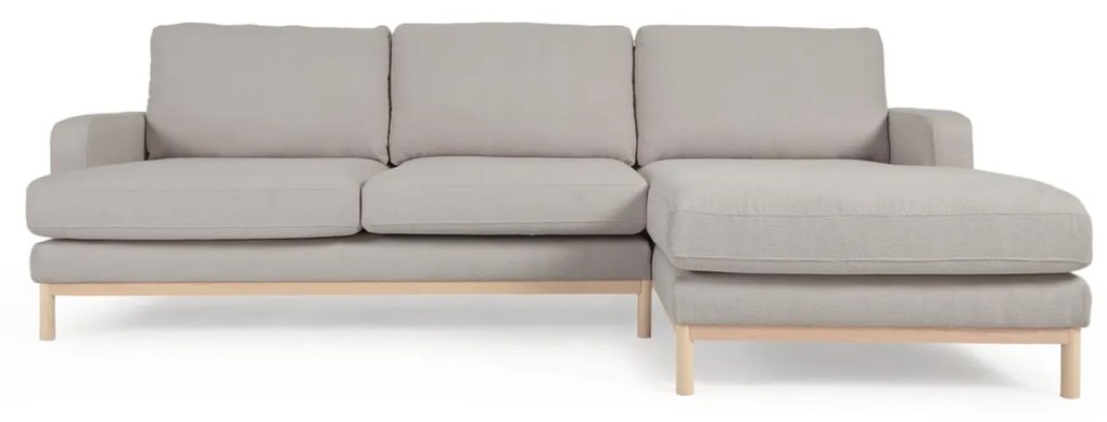 Kave Home - Divano Mihaela 3 posti con chaise longue destra in shearling grigio 264 cm