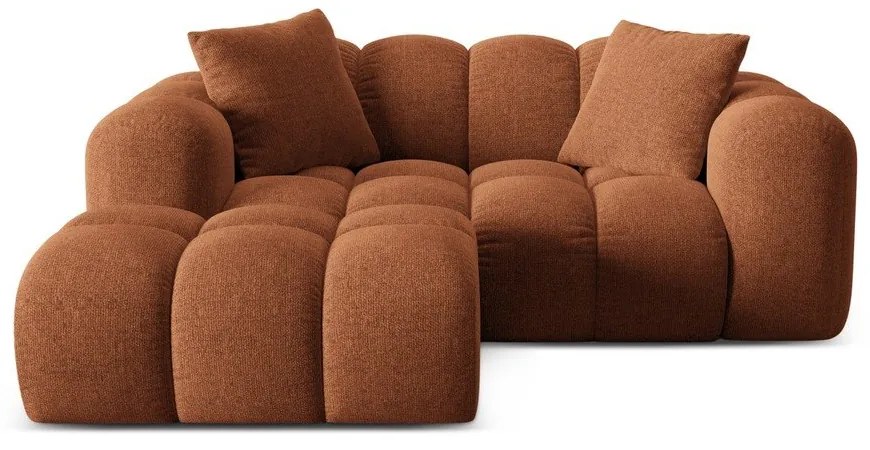 Divano angolare color terracotta (con penisola a sinistra/con chaise lounge) con rivestimento in ciniglia Treno – Cosmopolitan Design