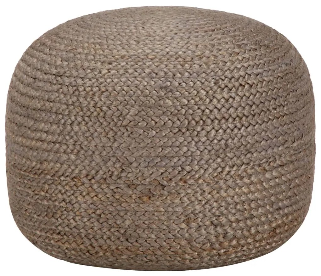 Pouf lavorato a mano grigio chiaro 45x30 cm in juta