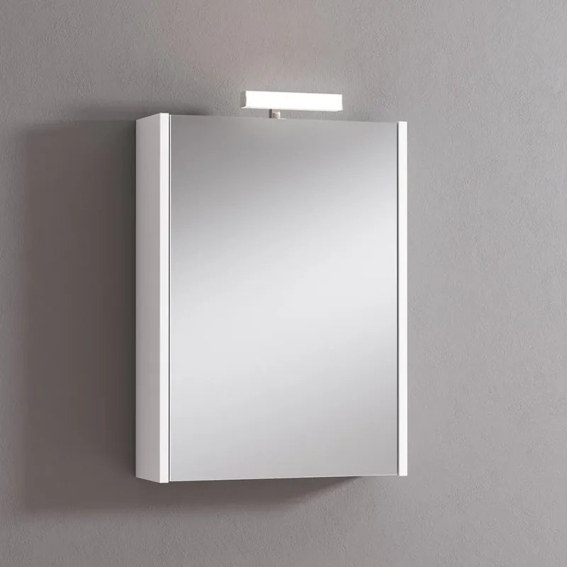 Pensile con luce Akira laccato lucido bianco L 51.5 x H 70 x P 15.5 cm
