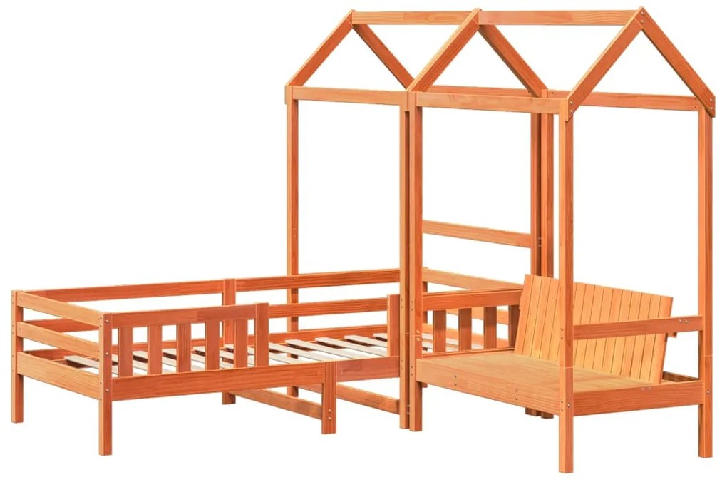 Giroletto con panca e tetto cera 90x190 cm legno massello pino