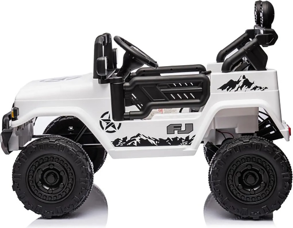 Macchina Elettrica per Bambini Fuoristrada Toyota Fj Cruiser 12V Telecomando Ruote in Gomma e Sedile in Pelle Bianco...