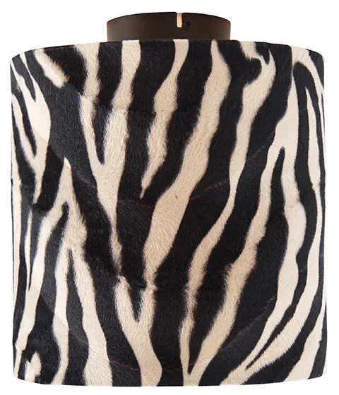 Plafoniera con paralume in velluto nero opaco a motivo zebra 25 cm - Combi