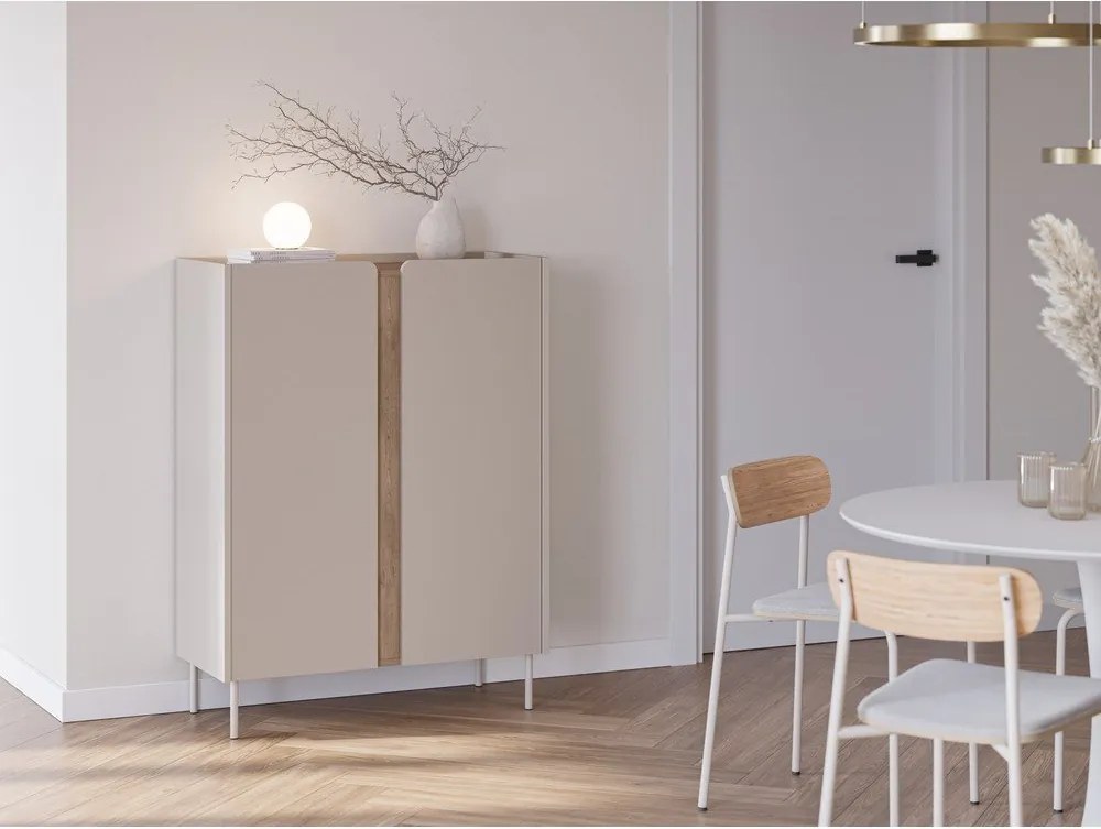 Mobile effetto rovere in colore crema-naturale 90x120x40 cm Lucile - Marckeric