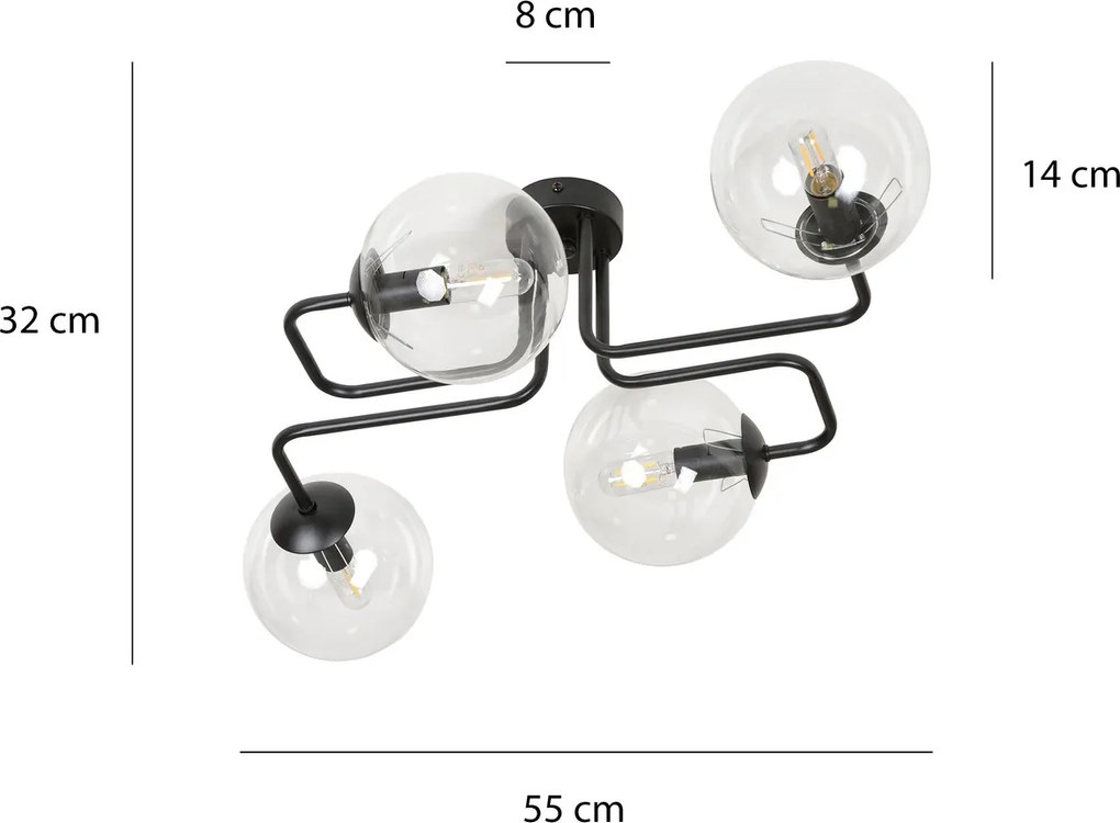 Lampadario da Soffitto BRENDI 4 in acciaio e vetro 4xE14
