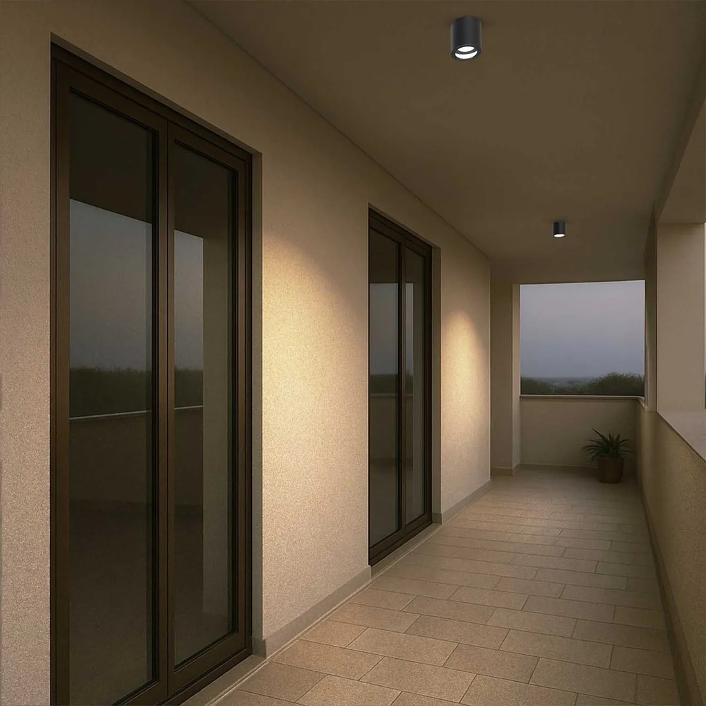 Applique da soffitto IP54 GU10 in Alluminio e Vetro - Nera