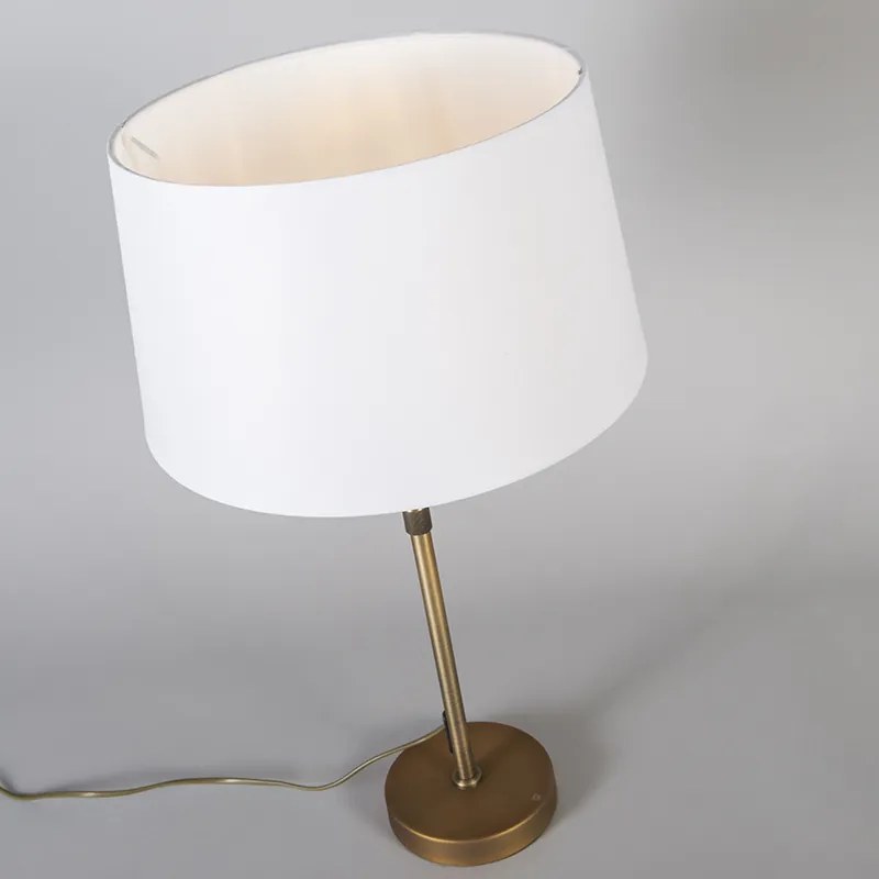 Lampada da tavolo bronzo con paralume bianco 35 cm regolabile - Parte