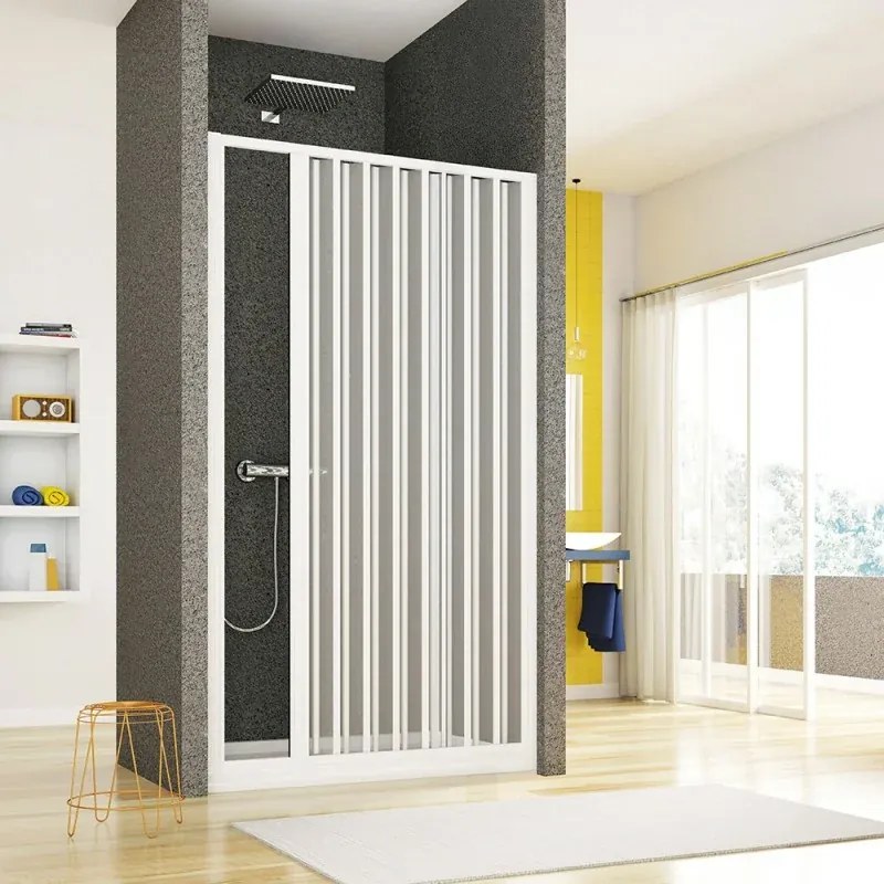 Box doccia nicchia 120cm con anta ad apertura laterale a soffietto in PVC Teti