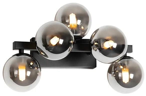 Applique moderna nera con vetro fumé 5 luci - Bianca