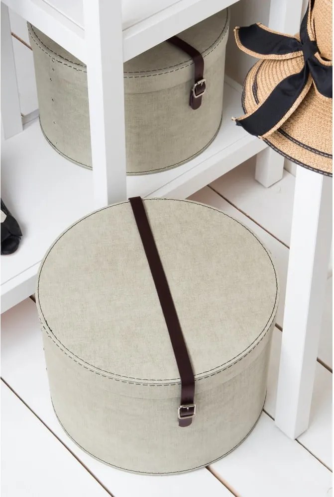 Scatole in set con coperchio beige in cartone 2 pz ø 37,5x25 cm Rut Canvas Paper Laminate – Bigso