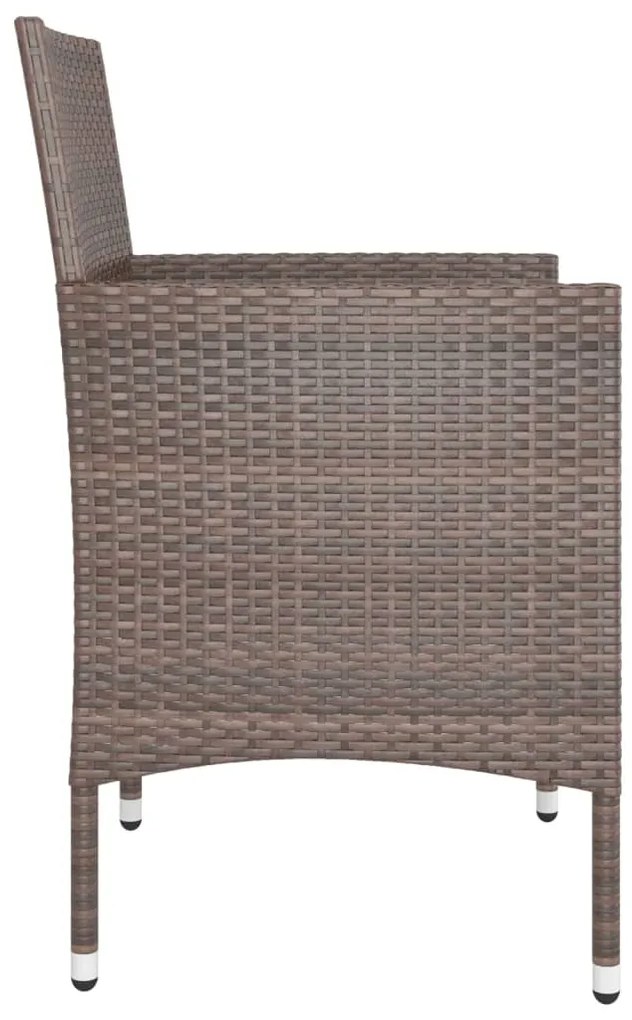 Set sedie da giardino e poggiapiedi 4 pz in polyrattan marrone