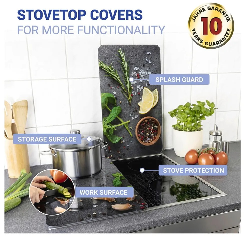 Set di 2 copri stufe in vetro grigio Herbs Universal - Wenko