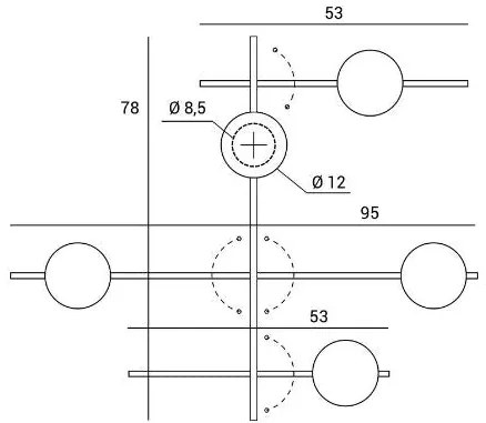 Mikado parete/soffitto 5 luci vetro cosmo